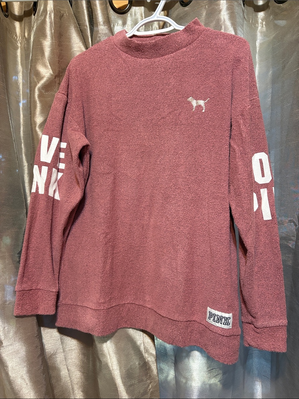 PINK Victoria's Secret Crewneck Pullover with Logo Sleeves size Small
